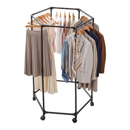 Artiss Clothes Rack Airer Rail Coat Stand Wheels 6 Rods-Furniture > Living Room > Coat Racks-PEROZ Accessories