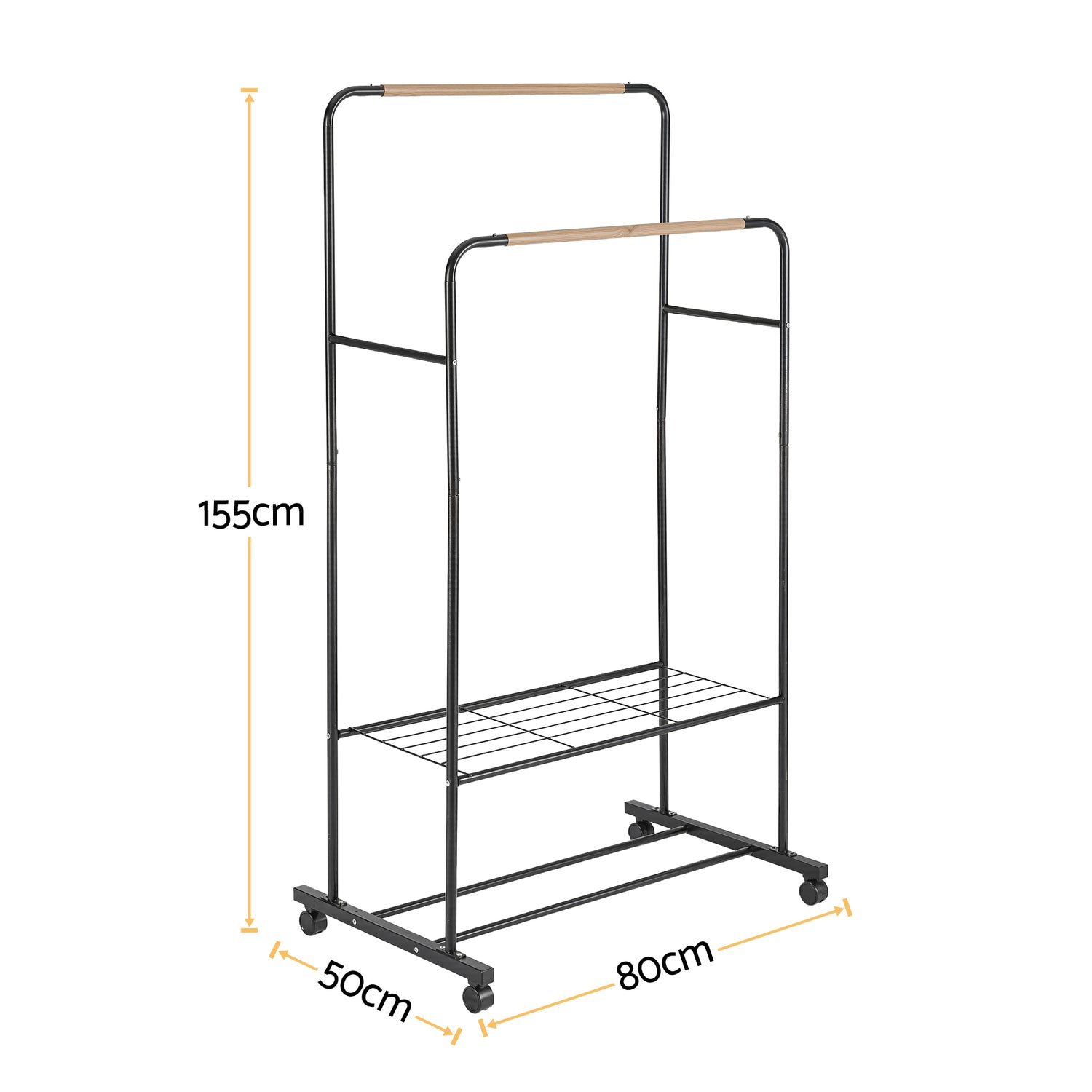 Artiss Clothes Rack Double Rod Airer Rail Coat Stand Hanger Storage Shelf-Furniture > Living Room > Coat Racks-PEROZ Accessories