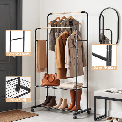 Artiss Clothes Rack Double Rod Airer Rail Coat Stand Hanger Storage Shelf-Furniture > Living Room > Coat Racks-PEROZ Accessories