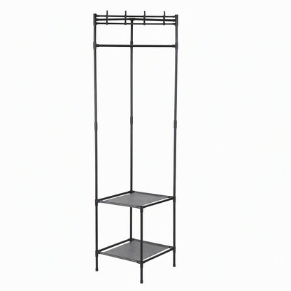 Artiss Coat Rack 181cm Freestanding Corner Hall Tree Garment Organiser Storage Shelf 8 Hooks Black