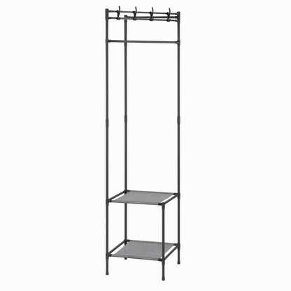 Artiss Coat Rack 181cm Freestanding Corner Hall Tree Garment Organiser Storage Shelf 8 Hooks Black