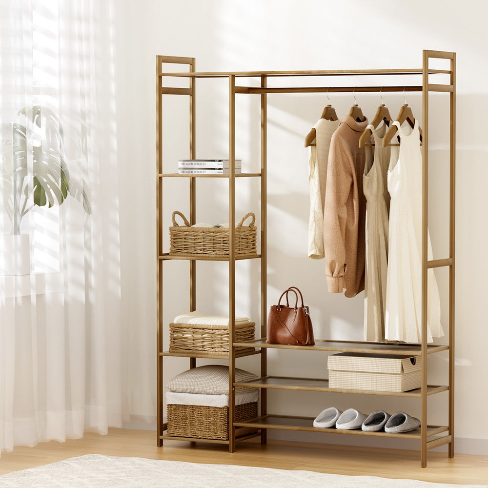 Artiss Clothes Rack Coat Stand 8 Shelves Bamboo-Furniture &gt; Living Room-PEROZ Accessories