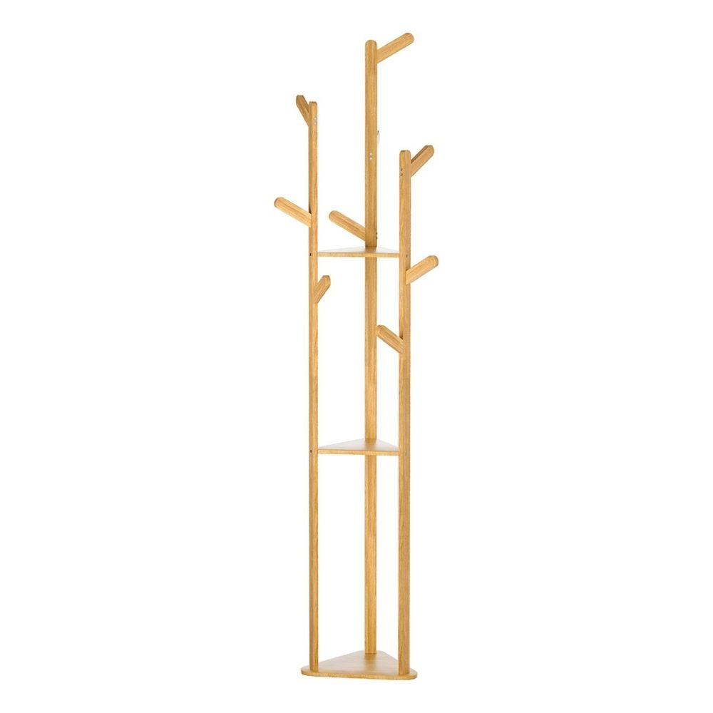 Artiss 2X Clothes Rack Airer Coat Stand 9 Hooks Bamboo-Furniture > Living Room > Coat Racks-PEROZ Accessories