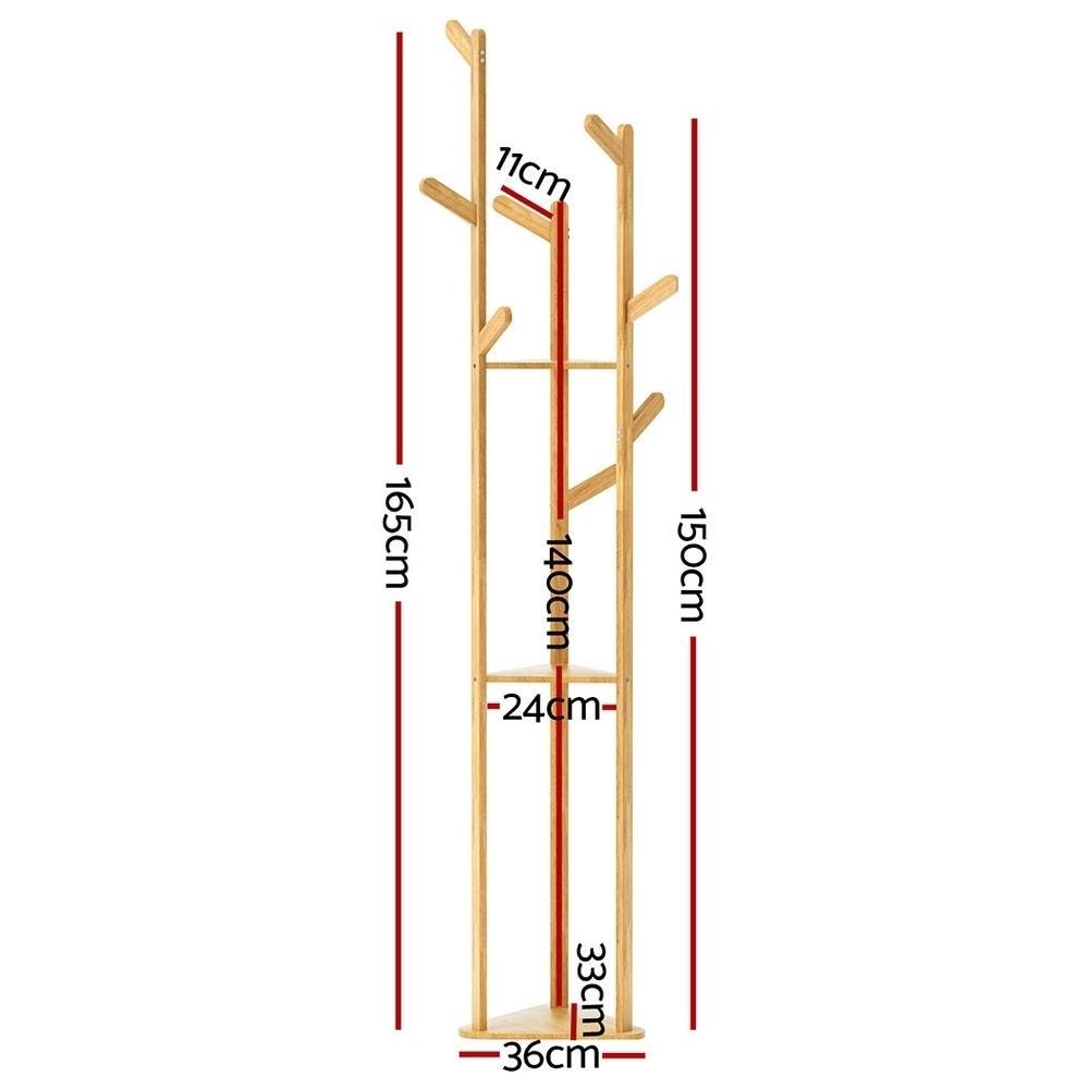Artiss 2X Clothes Rack Airer Coat Stand 9 Hooks Bamboo-Furniture > Living Room > Coat Racks-PEROZ Accessories