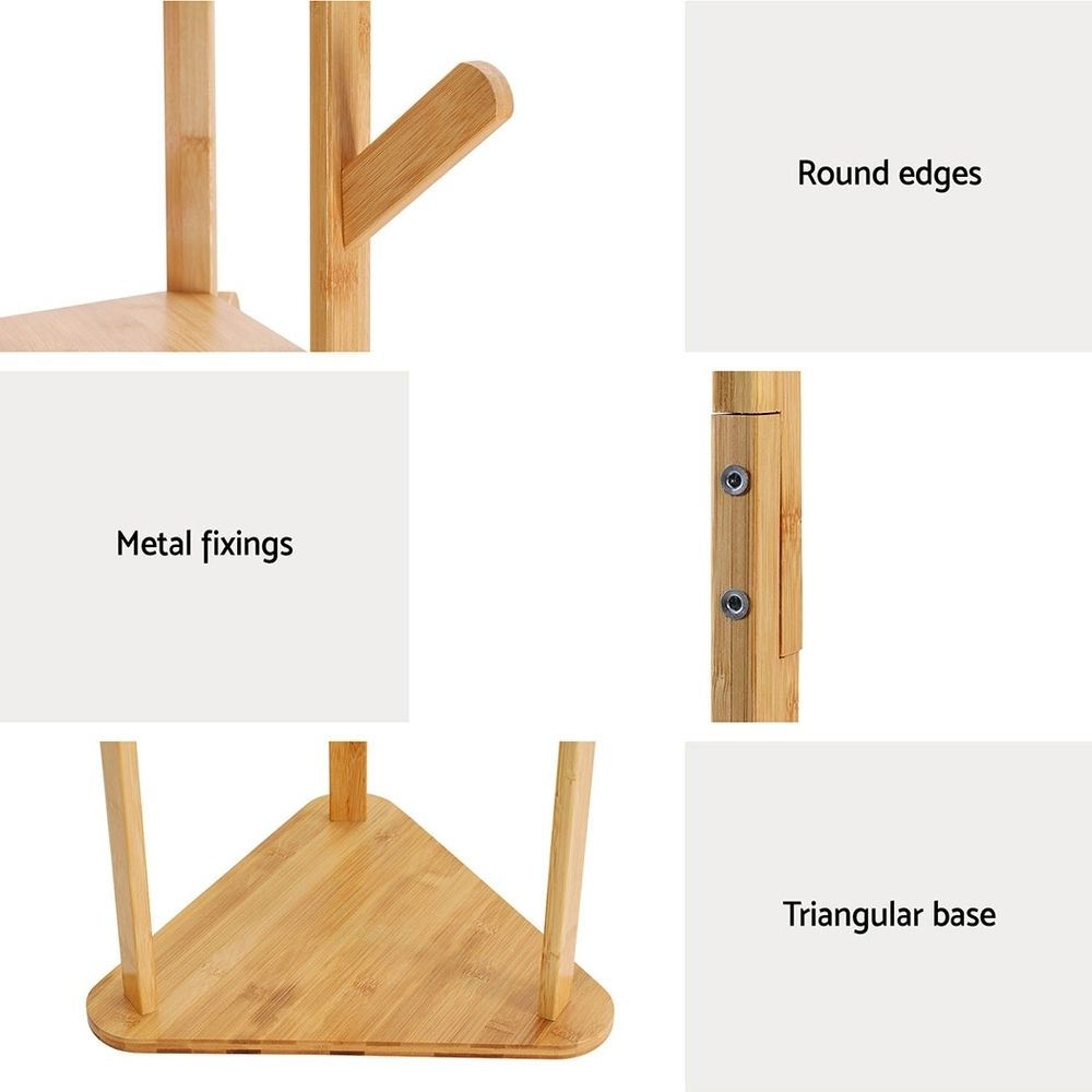 Artiss 2X Clothes Rack Airer Coat Stand 9 Hooks Bamboo-Furniture > Living Room > Coat Racks-PEROZ Accessories
