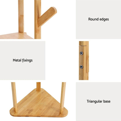 Artiss 2X Clothes Rack Airer Coat Stand 9 Hooks Bamboo-Furniture > Living Room > Coat Racks-PEROZ Accessories