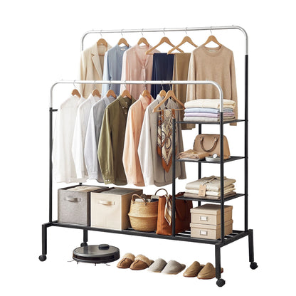 Artiss Clothes Rack Double Rod Airer Rail Coat Stand Hanger Storage Shelf-Furniture > Living Room > Coat Racks-PEROZ Accessories