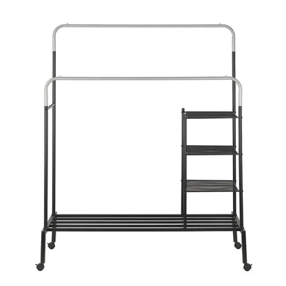 Artiss Clothes Rack Double Rod Airer Rail Coat Stand Hanger Storage Shelf-Furniture > Living Room > Coat Racks-PEROZ Accessories