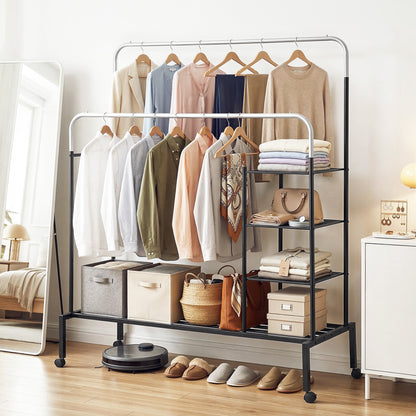 Artiss Clothes Rack Double Rod Airer Rail Coat Stand Hanger Storage Shelf-Furniture > Living Room > Coat Racks-PEROZ Accessories