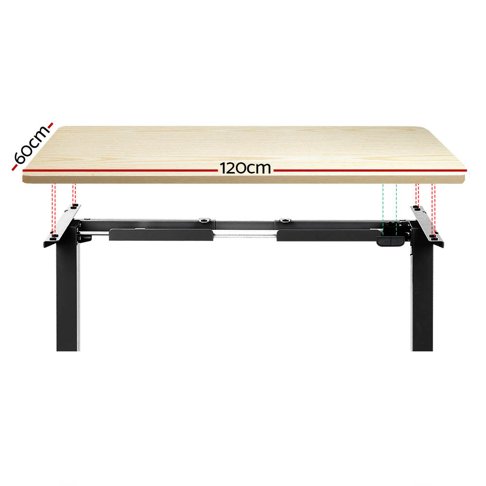 Artiss Standing Desk Motorised White Oak 120CM-Office Desks-PEROZ Accessories