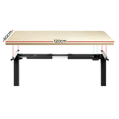 Artiss Standing Desk Motorised White Oak 120CM-Office Desks-PEROZ Accessories