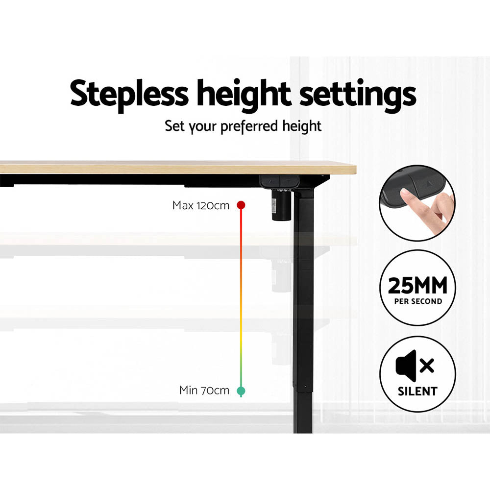 Artiss Standing Desk Motorised White Oak 120CM-Office Desks-PEROZ Accessories
