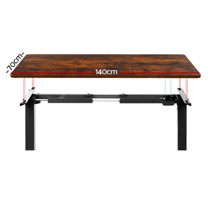Artiss Standing Desk Motorised Rustic Brown 140CM-Office Desks-PEROZ Accessories