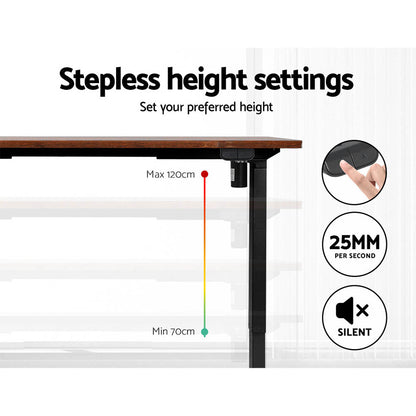 Artiss Standing Desk Motorised Rustic Brown 140CM-Office Desks-PEROZ Accessories