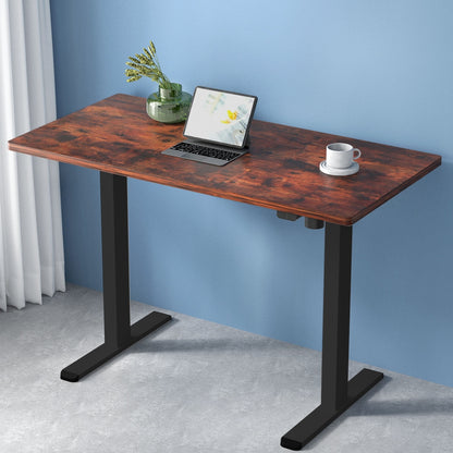 Artiss Standing Desk Motorised Rustic Brown 140CM-Office Desks-PEROZ Accessories