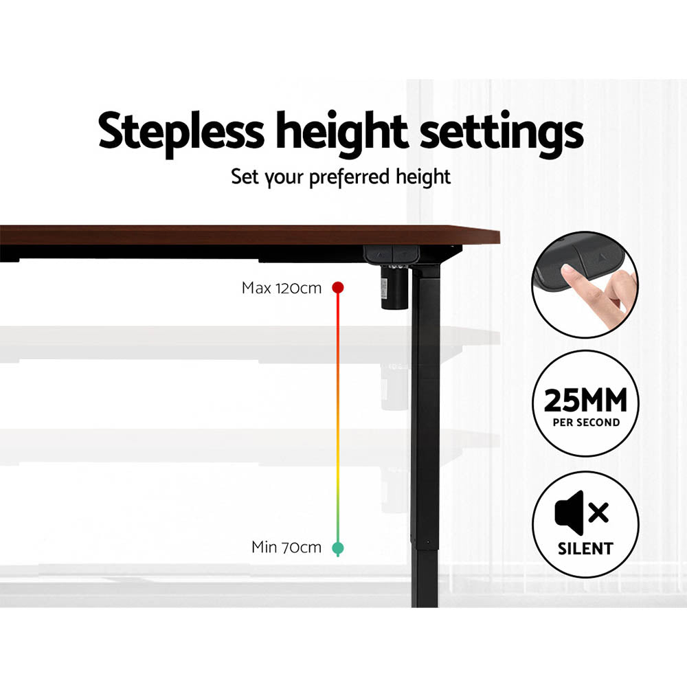 Artiss Standing Desk Motorised Walnut 140CM-Office Desks-PEROZ Accessories