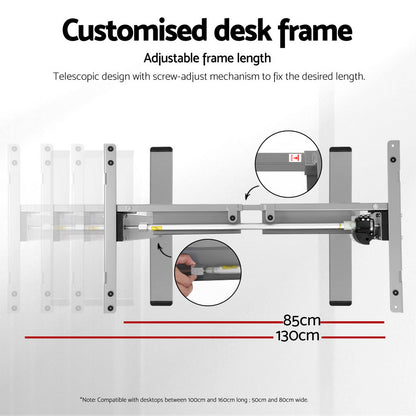 Artiss Electric Standing Desk Frame Only Height Adjustable 70KG Load Grey-Office Desks-PEROZ Accessories
