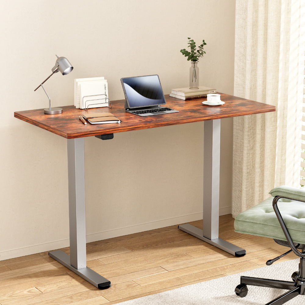 Artiss Standing Desk Motorised 140CM Rustic Brown-Office Desks-PEROZ Accessories