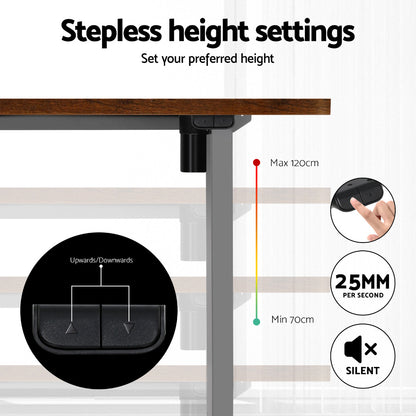 Artiss Standing Desk Motorised 140CM Rustic Brown-Office Desks-PEROZ Accessories