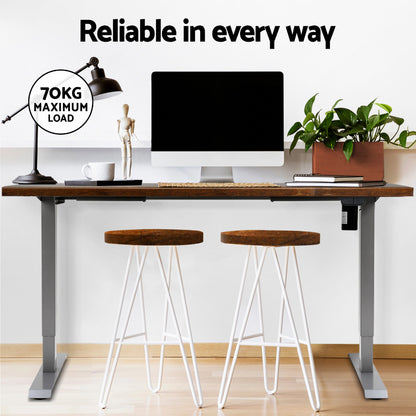 Artiss Standing Desk Motorised 140CM Rustic Brown-Office Desks-PEROZ Accessories