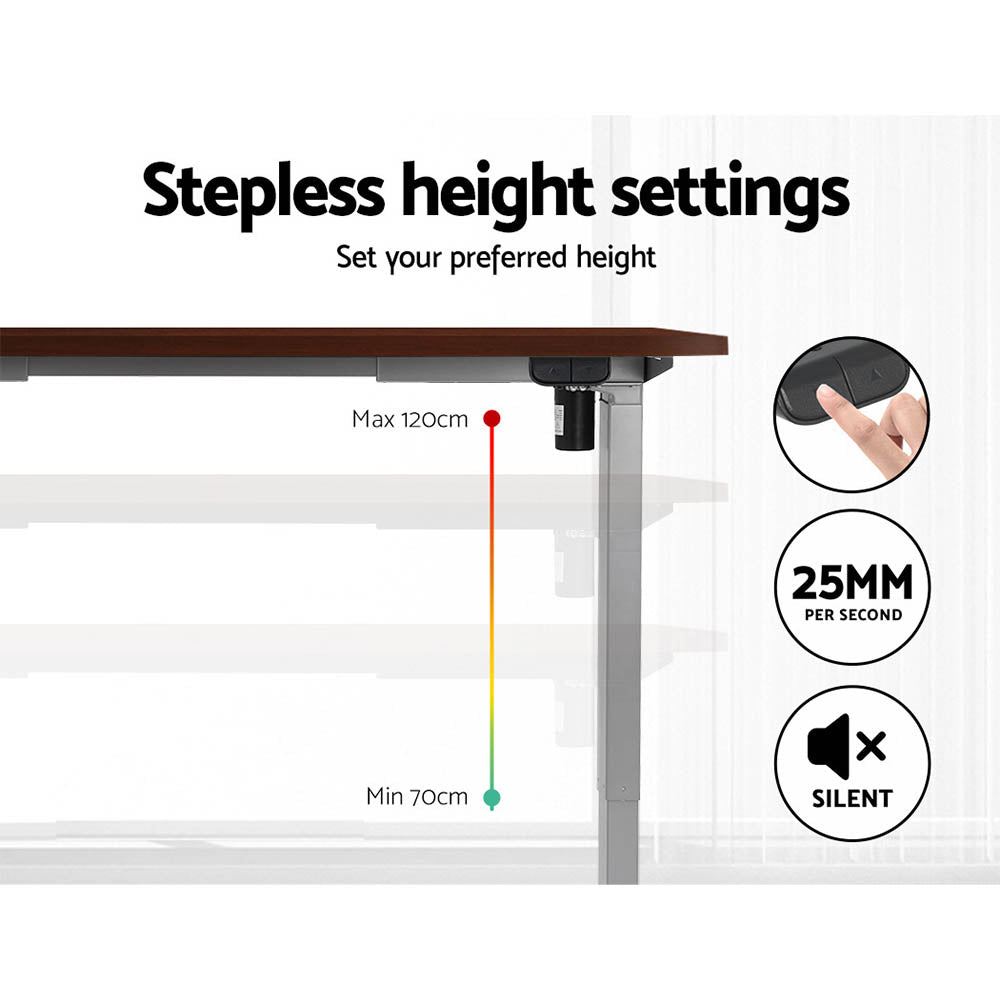 Artiss Standing Desk Motorised 120CM Walnut-Office Desks-PEROZ Accessories