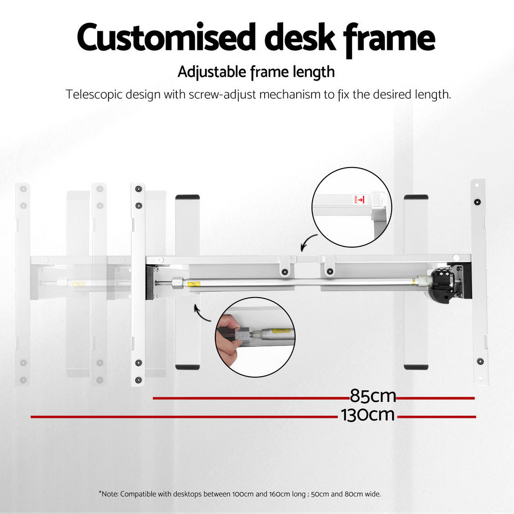 Artiss Electric Standing Desk Frame Only Height Adjustable 70KG Load White-Office Desks-PEROZ Accessories
