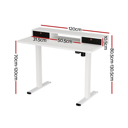 Artiss Electric Standing Desk with Storage Shelf Drawer Office Table 120CM-Furniture &gt; Office &gt; Office &amp; Desk Chairs-PEROZ Accessories