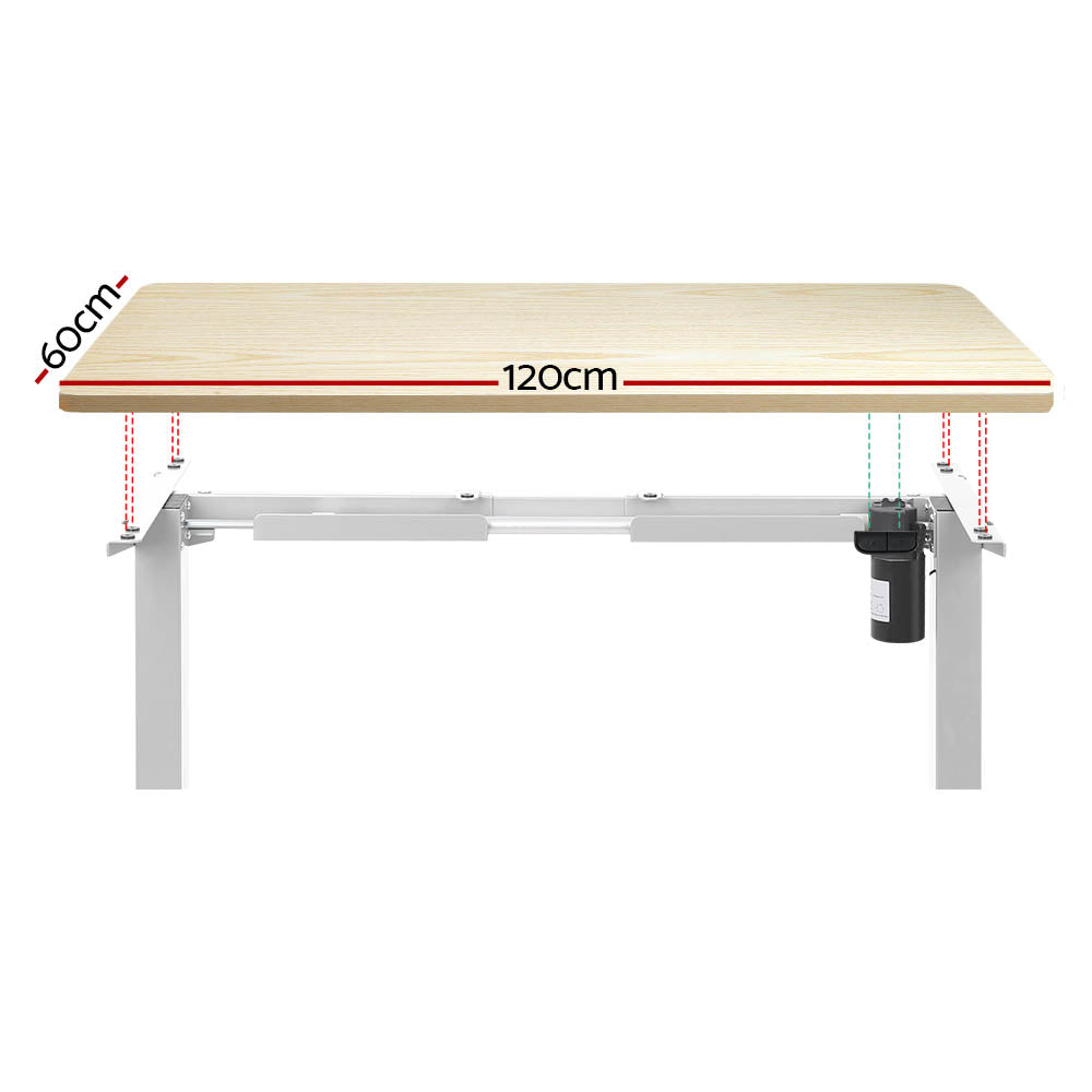 Artiss Standing Desk Motorised Sit Stand Desks White Oak 120CM-Office Desks-PEROZ Accessories