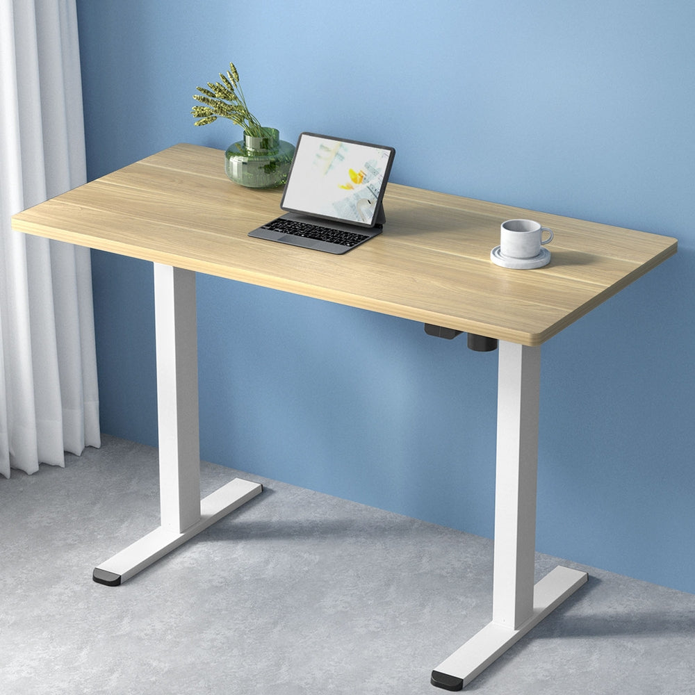 Artiss Standing Desk Motorised Sit Stand Desks White Oak 120CM-Office Desks-PEROZ Accessories