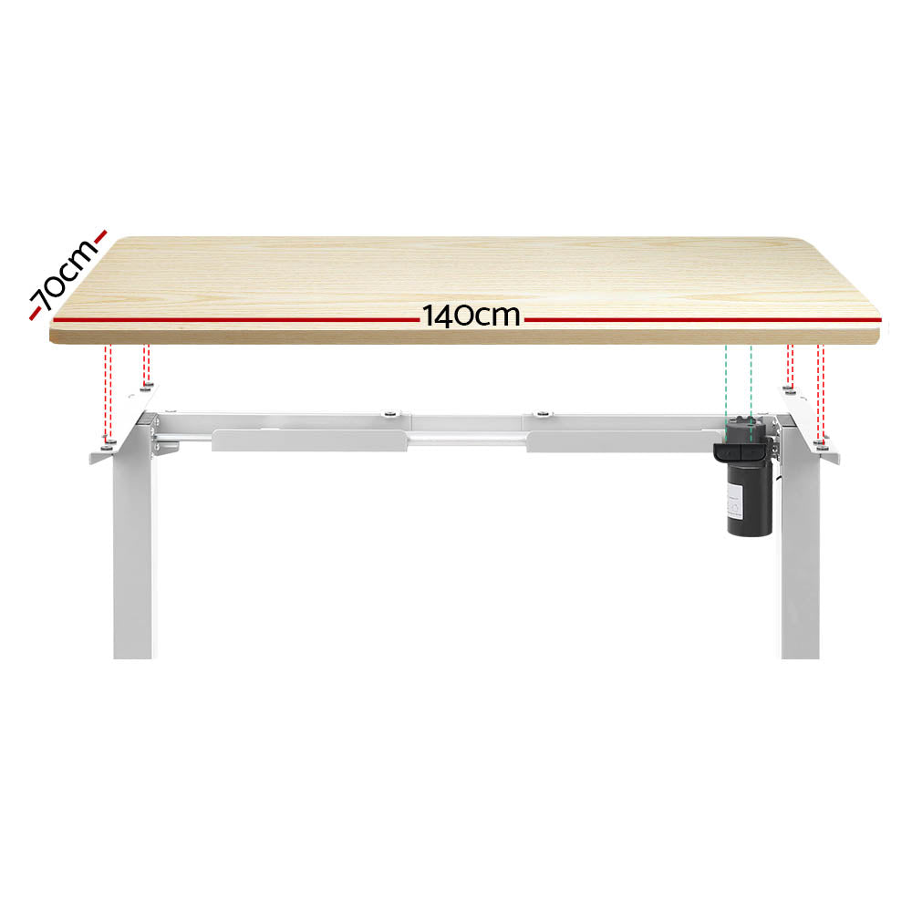 Artiss Standing Desk Motorised Sit Stand Desks White Oak 140CM-Office Desks-PEROZ Accessories