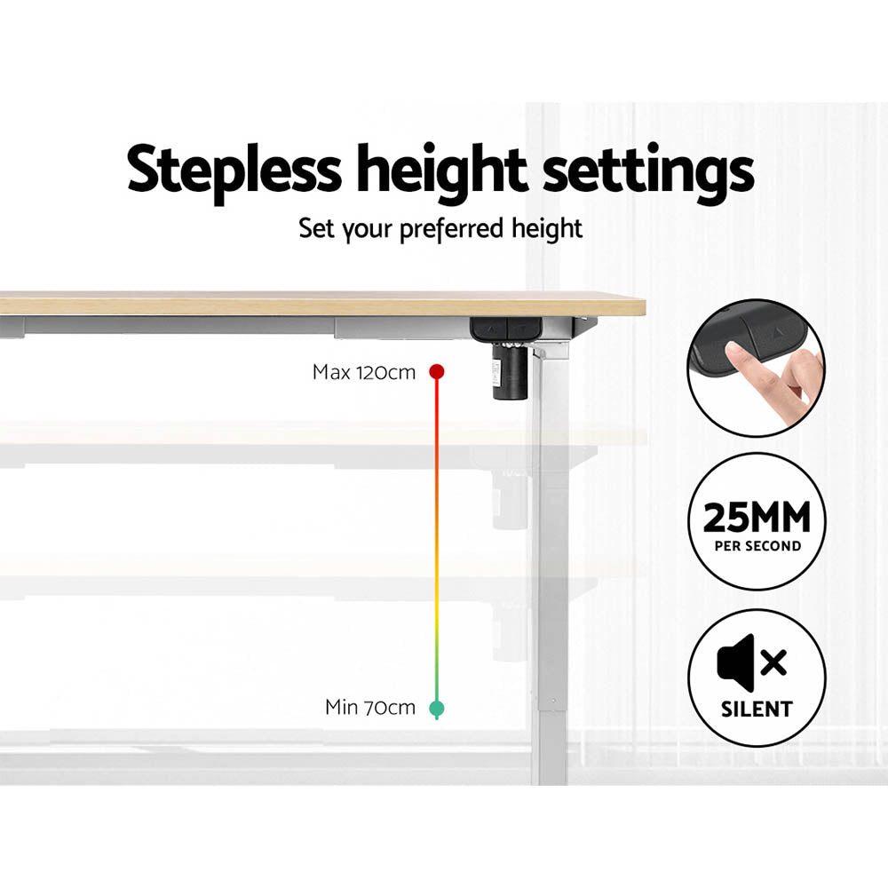 Artiss Standing Desk Motorised Sit Stand Desks White Oak 140CM-Office Desks-PEROZ Accessories