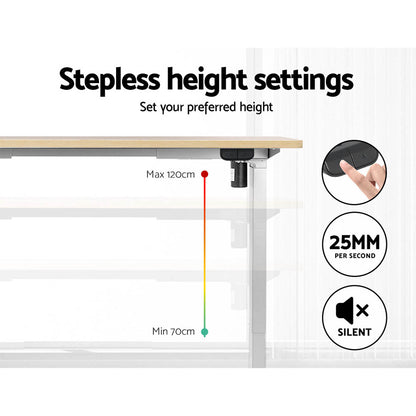 Artiss Standing Desk Motorised Sit Stand Desks White Oak 140CM-Office Desks-PEROZ Accessories
