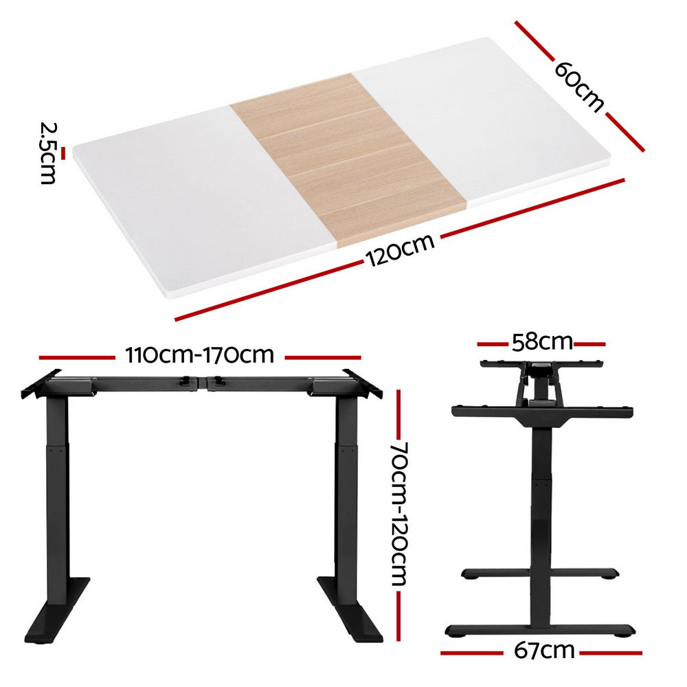 Artiss Standing Desk Motorised Electric Dual Motor 120CM-Furniture &gt; Office-PEROZ Accessories