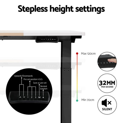 Artiss Standing Desk Motorised Electric Dual Motor 140cm-Furniture &gt; Office-PEROZ Accessories