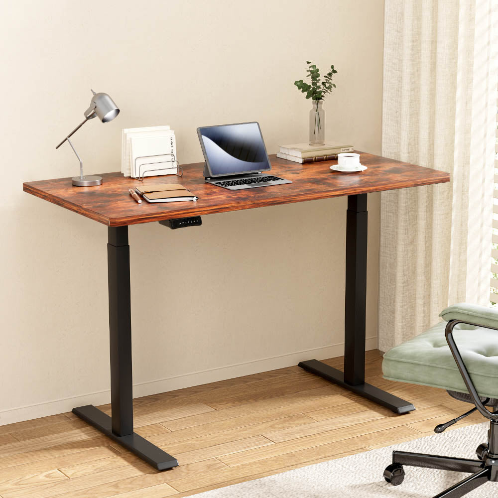 Artiss Standing Desk Motorised Dual Motor Rustic Brwon 140CM-Office Desks-PEROZ Accessories