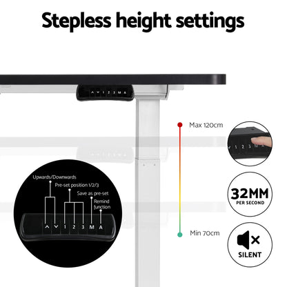 Artiss Standing Desk Motorised Dual Motor 140CM Black-Office Desks-PEROZ Accessories