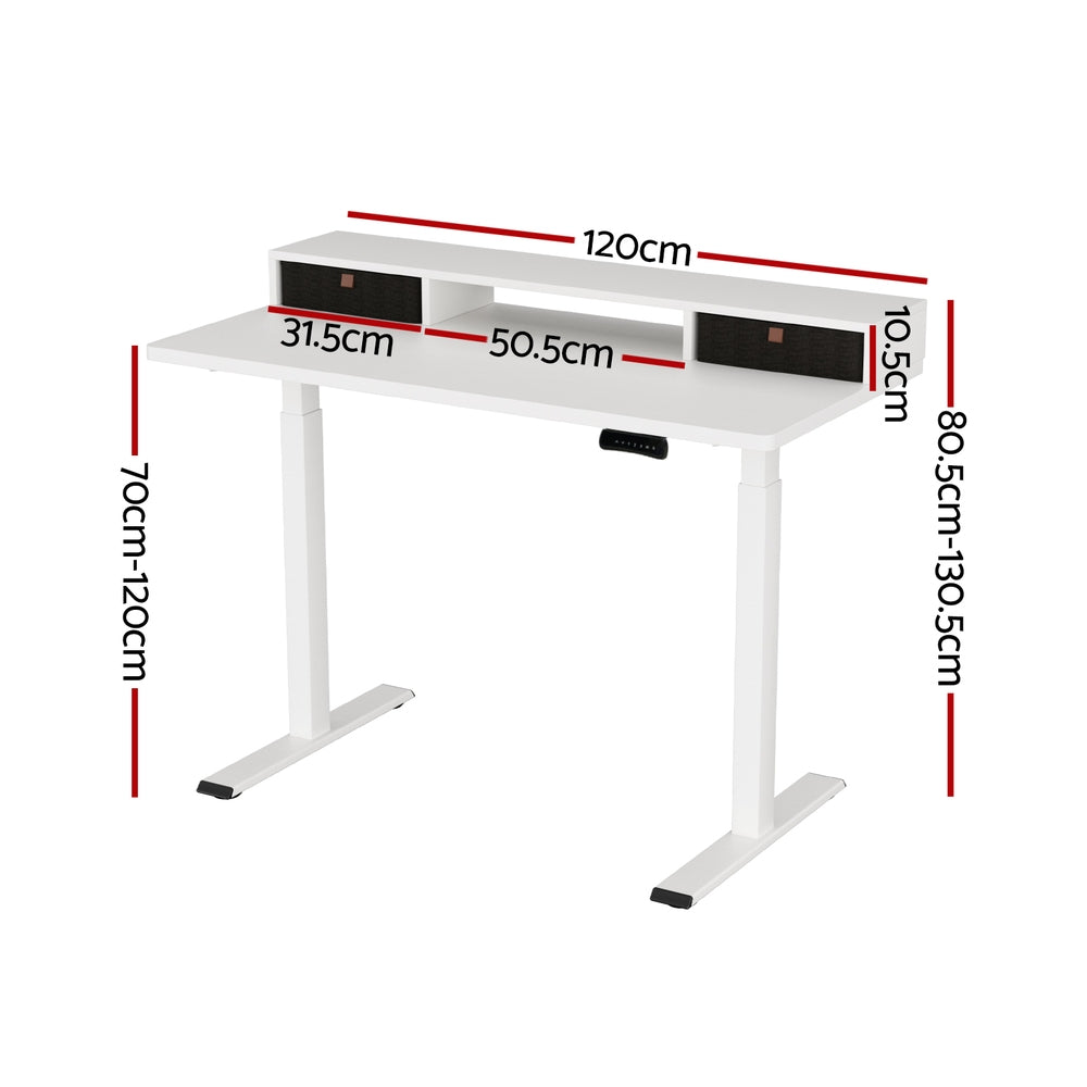 Artiss Electric Standing Desk Dual Motor Office Table With Shelf Drawer120CM-Furniture &gt; Office &gt; Office &amp; Desk Chairs-PEROZ Accessories