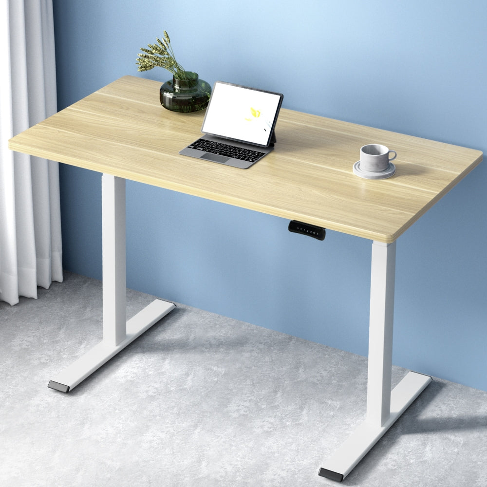 Artiss Standing Desk Motorised Dual Motor 120CM White Oak-Office Desks-PEROZ Accessories