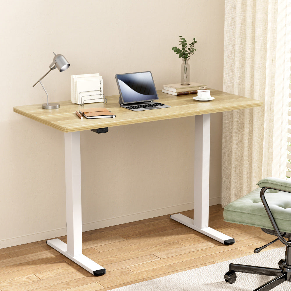 Artiss Standing Desk Motorised Dual Motor 140CM White Oak-Office Desks-PEROZ Accessories