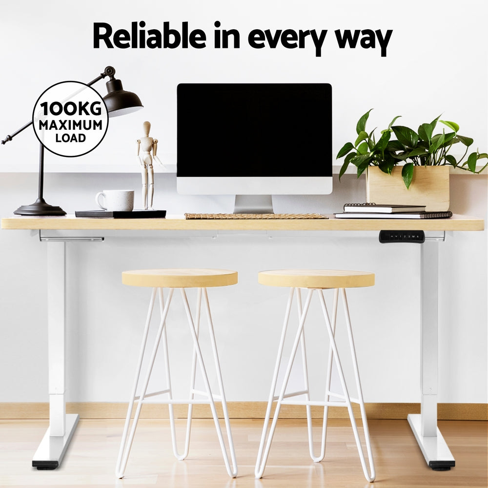 Artiss Standing Desk Motorised Dual Motor 140CM White Oak-Office Desks-PEROZ Accessories
