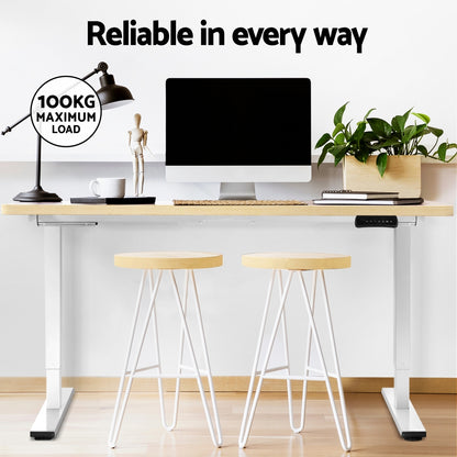 Artiss Standing Desk Motorised Dual Motor 140CM White Oak-Office Desks-PEROZ Accessories