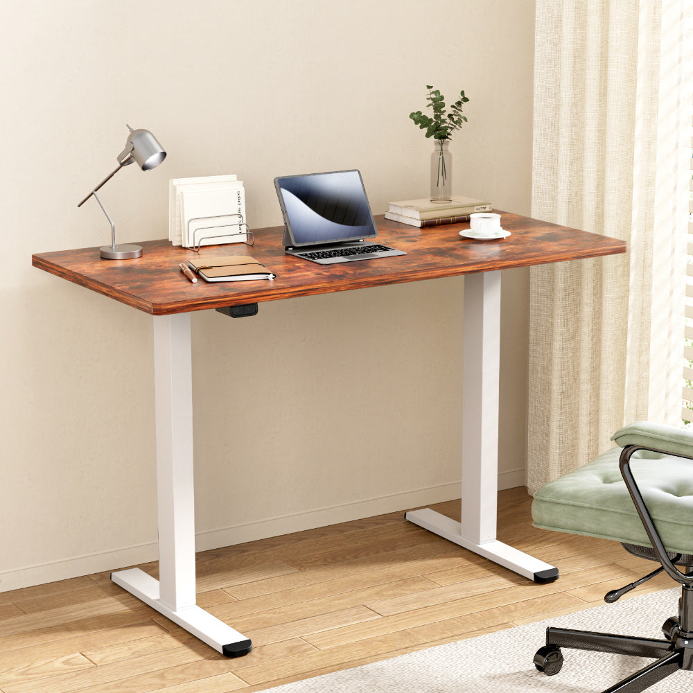 Artiss Standing Desk Motorised Dual Motor 120CM Rustic Brwon-Office Desks-PEROZ Accessories