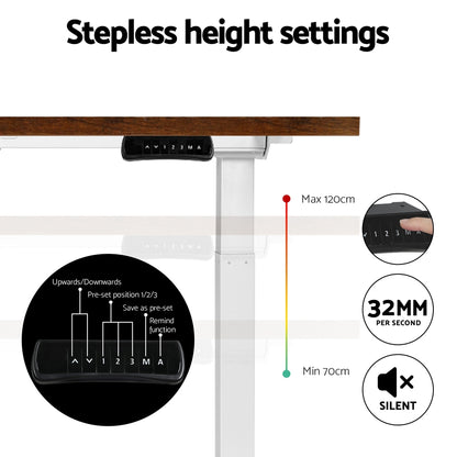 Artiss Standing Desk Motorised Dual Motor 120CM Rustic Brwon-Office Desks-PEROZ Accessories