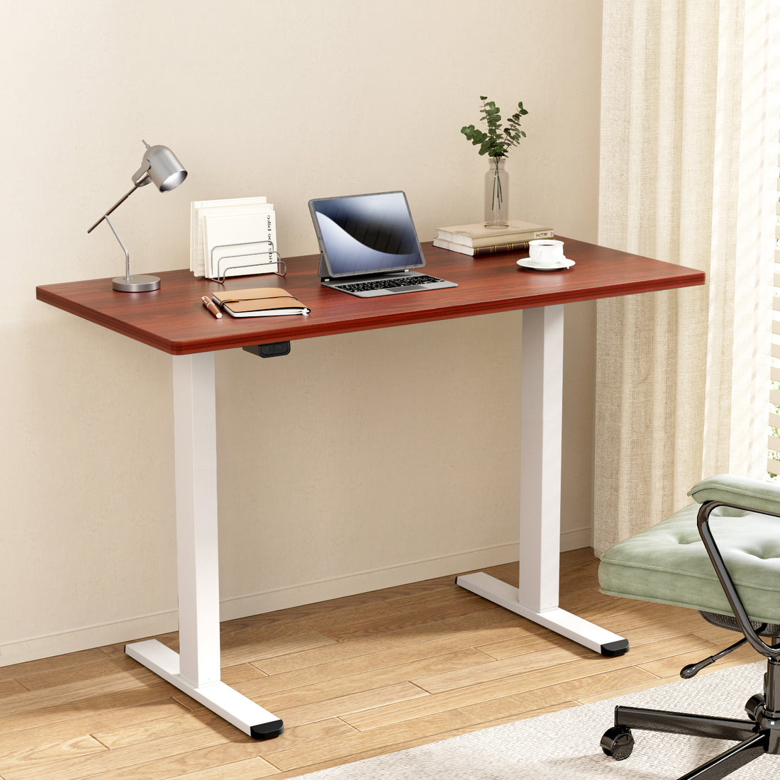 Artiss Standing Desk Motorised Dual Motor 140CM Walnut-Office Desks-PEROZ Accessories