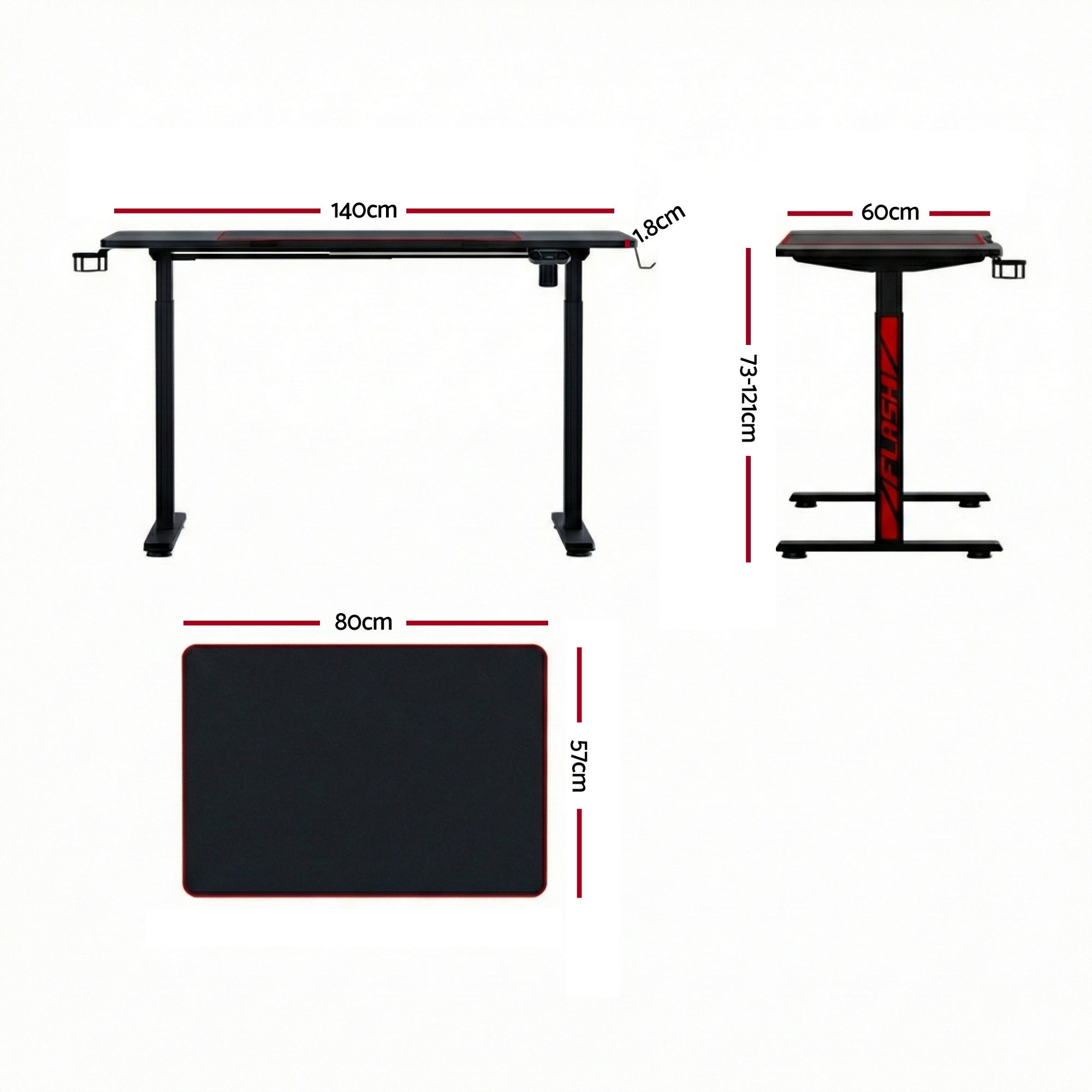 Artiss Gaming Desks Standing Desk Motorised 140CM Black-Office Desks-PEROZ Accessories