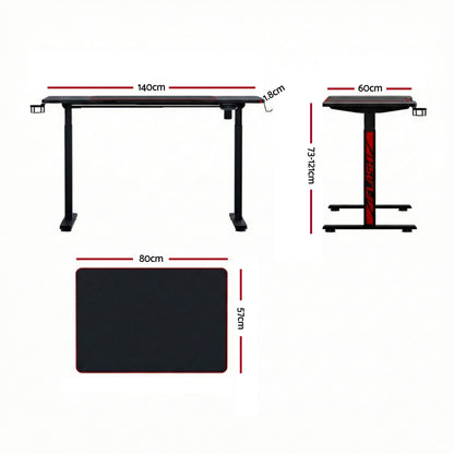 Artiss Gaming Desks Standing Desk Motorised 140CM Black-Office Desks-PEROZ Accessories