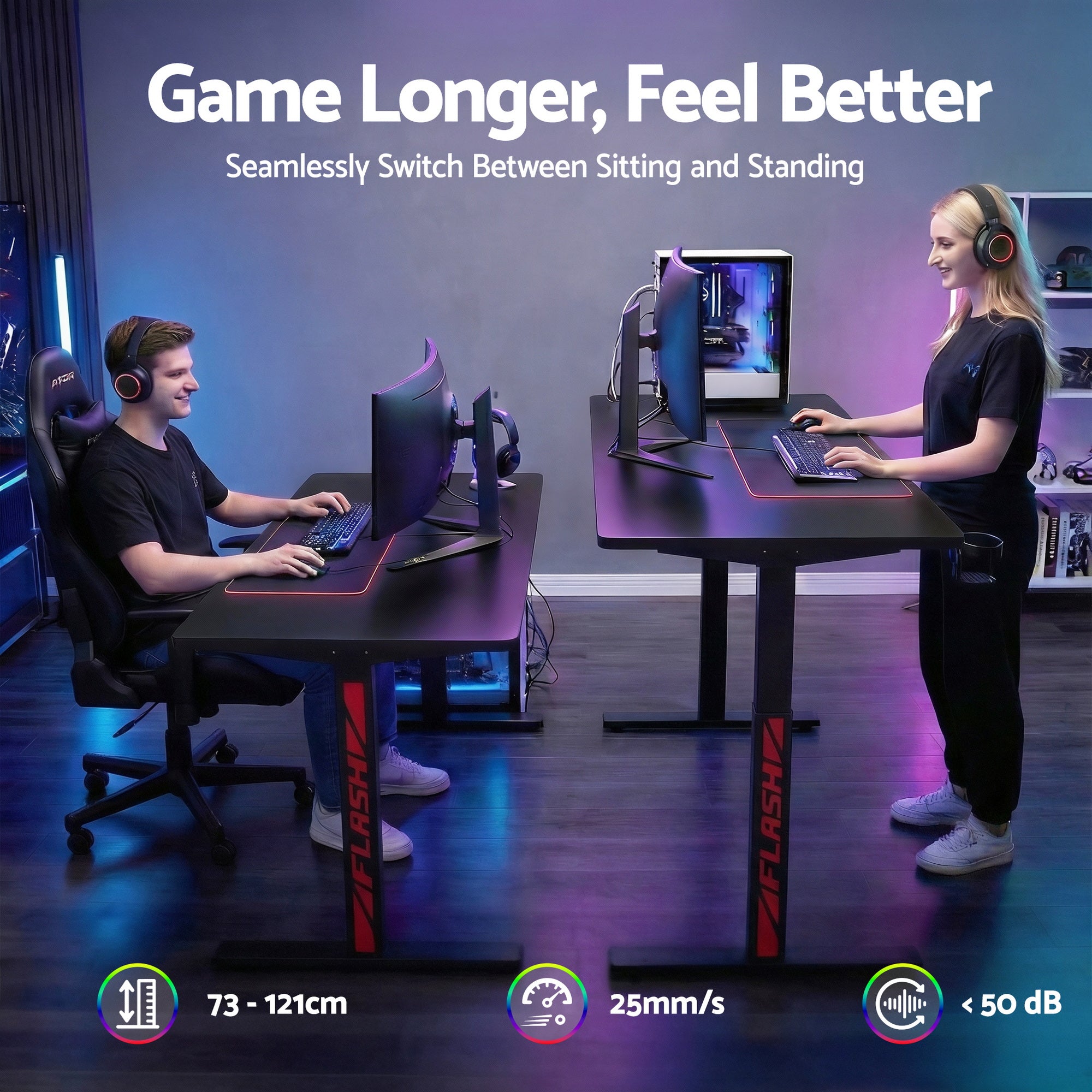 Artiss Gaming Desks Standing Desk Motorised 140CM Black-Office Desks-PEROZ Accessories