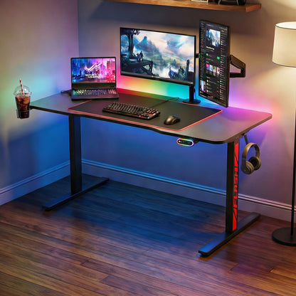 Artiss Gaming Desks Standing Desk Motorised 140CM Black-Office Desks-PEROZ Accessories