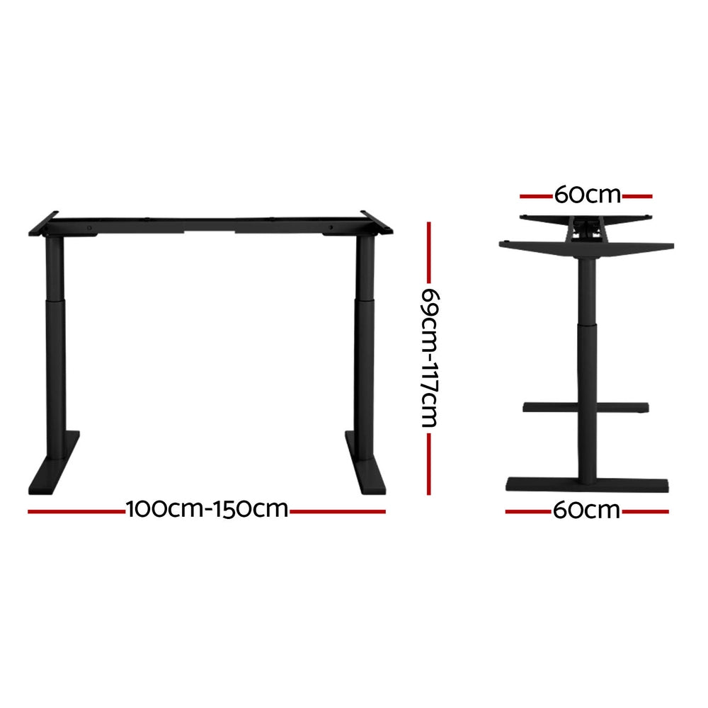Artiss Standing Desk Frame Only Dual Motor Motorised Adjustable 125KG Load Black-Furniture &gt; Office &gt; Desks-PEROZ Accessories