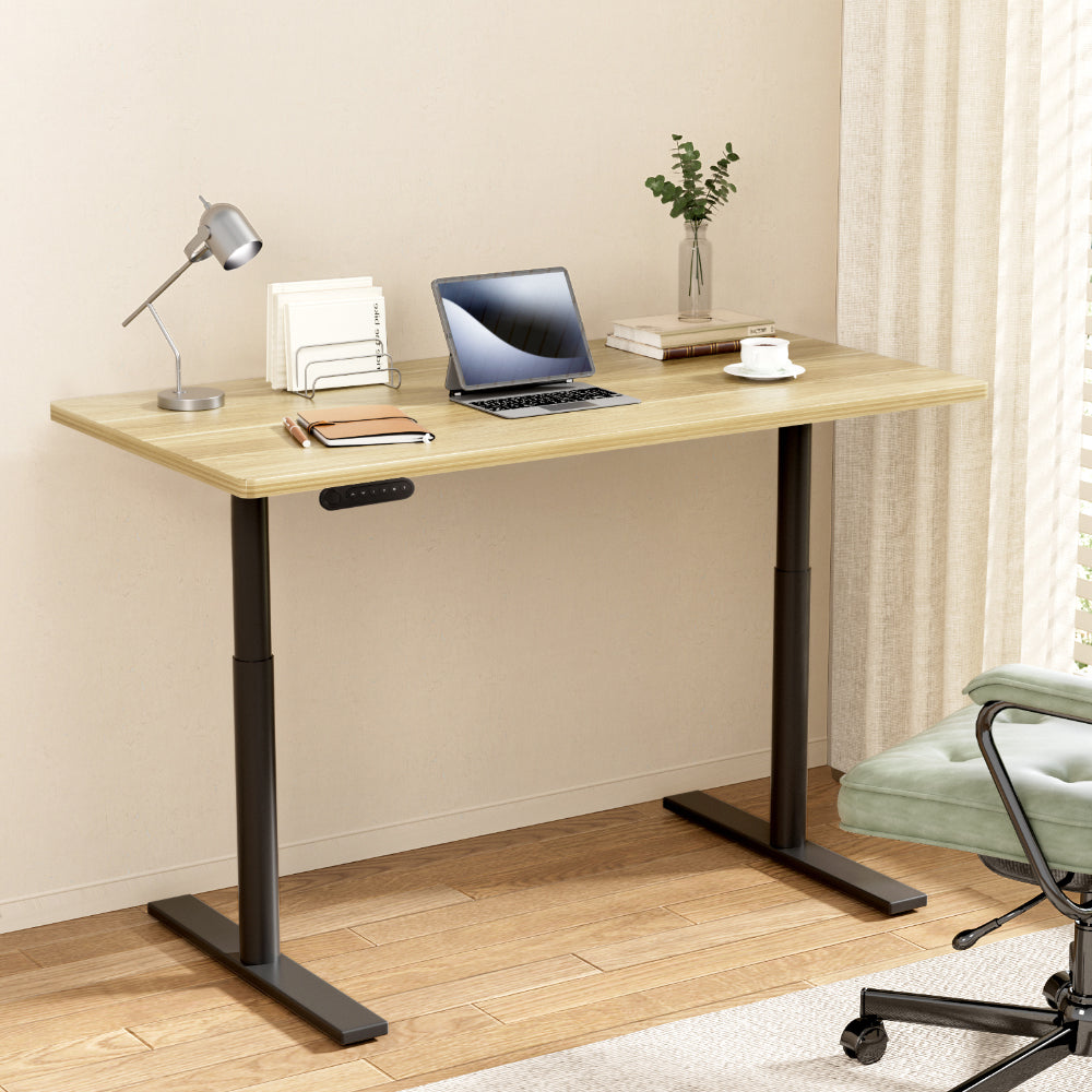 Artiss Standing Desk Motorised Electric Dual Motor White Oak 120CM-Office Desks-PEROZ Accessories